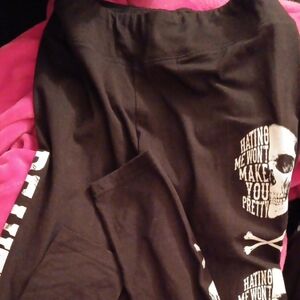 Beautiful Disaster Black Skull Graphic Leggings